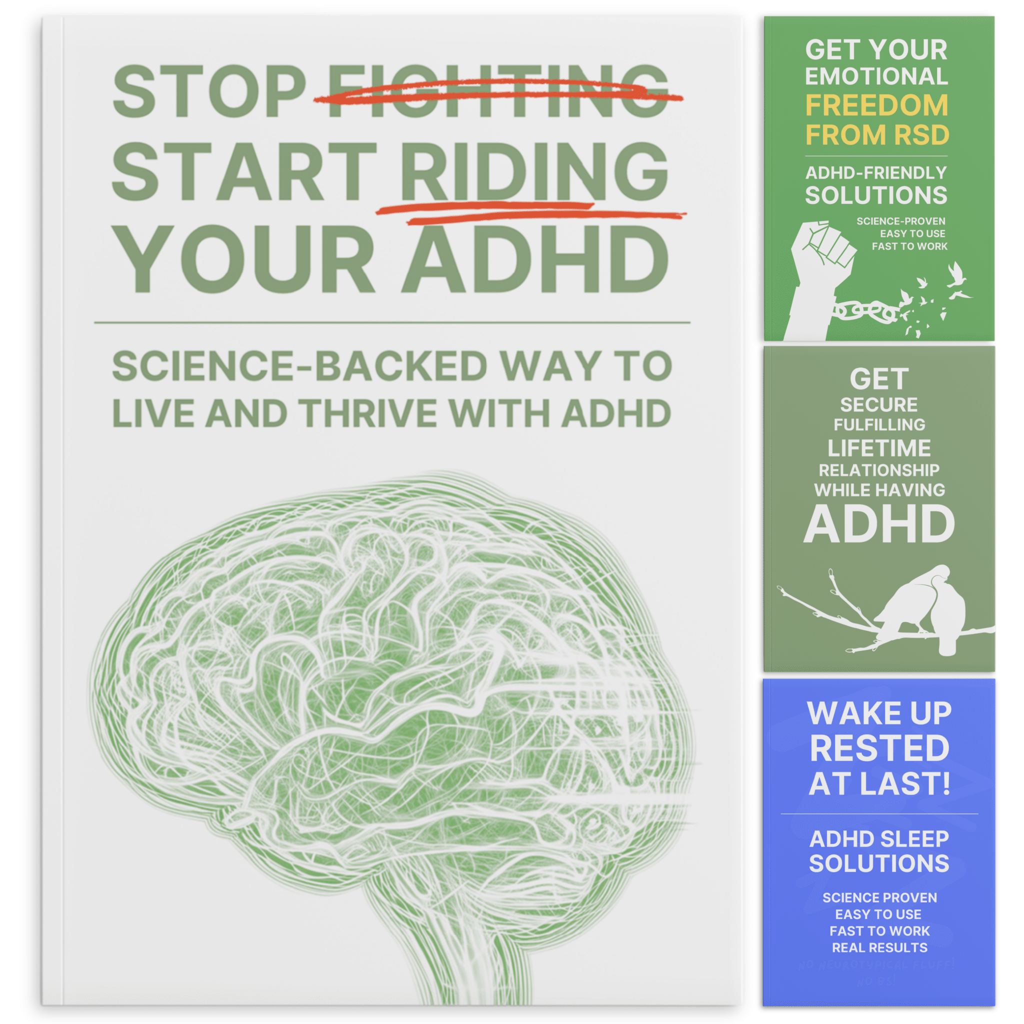 STOP FIGHTING, START RIDING YOUR ADHD + 3 FREE GUIDEBOOKS TO MASTER YOUR ADHD