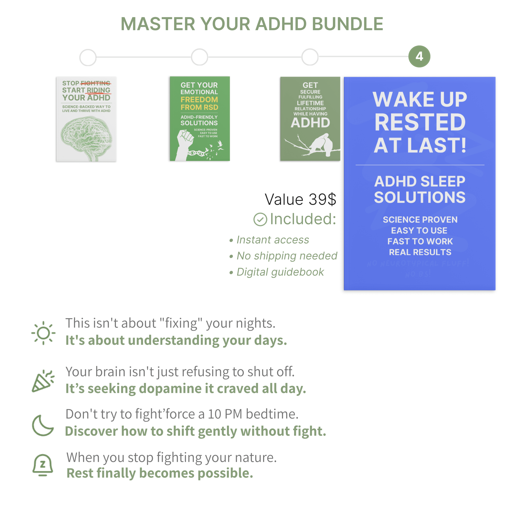 STOP FIGHTING, START RIDING YOUR ADHD + 3 FREE GUIDEBOOKS TO MASTER YOUR ADHD
